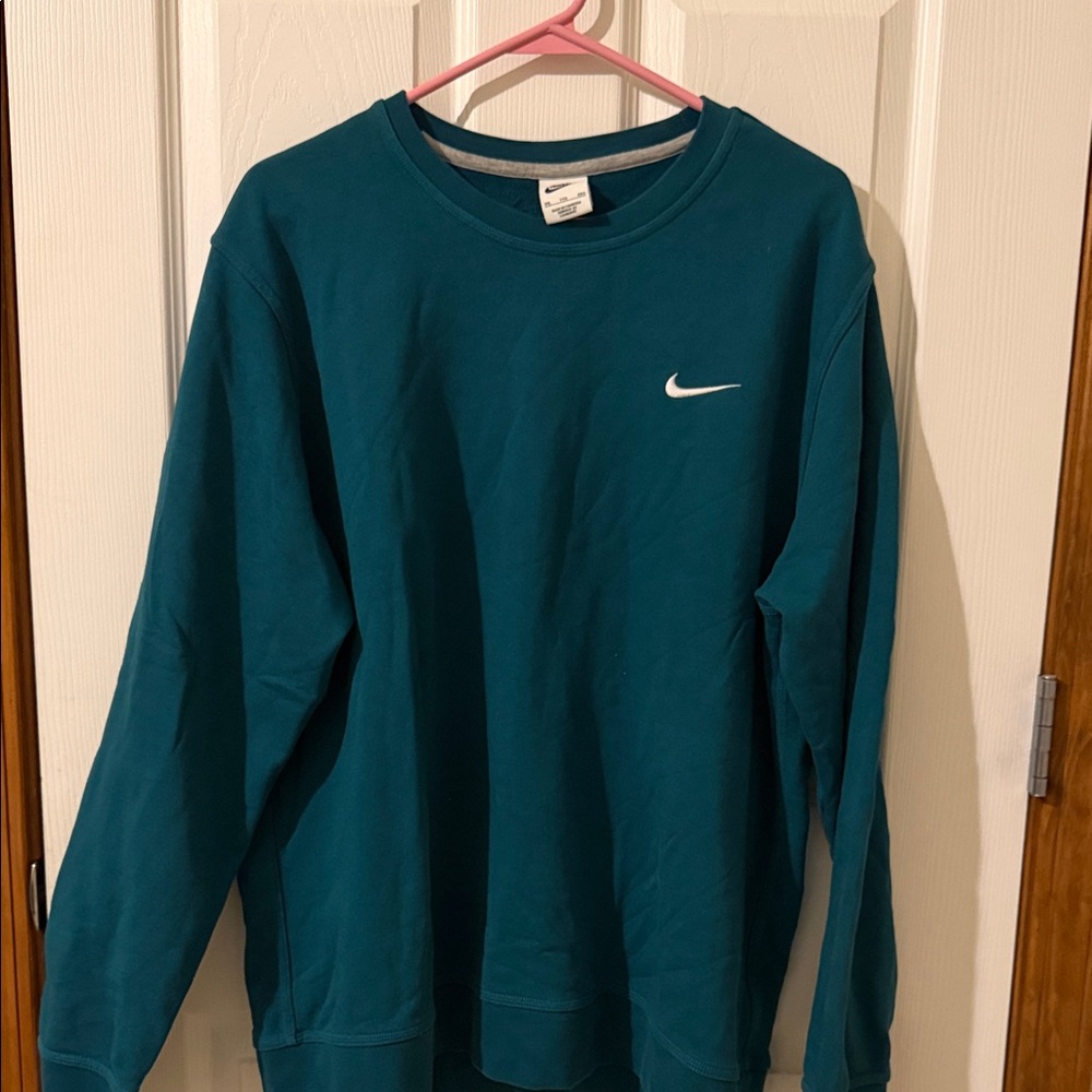 Nike Men’s Teal Crewneck Sweatshirt with White Swoosh